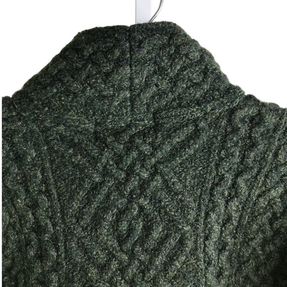 Arancrafts Sweater Womens Sz M Dark Green Asymmetrical Zip Chunky Wool Cardigan - Picture 5 of 9
